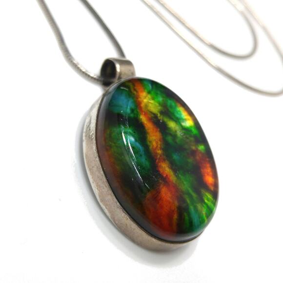 Vintage Italy Art Glass Pendant, Sterling Silver, 1970s Vintage Jewelry - Picture 4 of 10